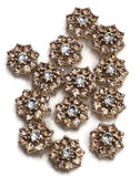 2 Hole Slider Beads (Qty 13) Floral Flower Gold for Crafting, Beading Jewelry Making into Necklaces, Bracelets Earrings Rhinestone 887-N4