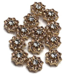 2 Hole Slider Beads (Qty 13) Floral Flower Gold for Crafting, Beading Jewelry Making into Necklaces, Bracelets Earrings Rhinestone 887-N4