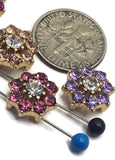 2 Hole Slider Beads (Qty 13) Floral Flower Gold for Crafting, Beading Jewelry Making into Necklaces, Bracelets Earrings Rhinestone 888-N4