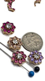 2 Hole Slider Beads (Qty 13) Floral Flower Gold for Crafting, Beading Jewelry Making into Necklaces, Bracelets Earrings Rhinestone 888-N4