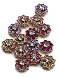 2 Hole Slider Beads (Qty 13) Floral Flower Gold for Crafting, Beading Jewelry Making into Necklaces, Bracelets Earrings Rhinestone 888-N4