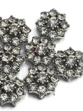 2 Hole Slider Beads (Qty 13) Floral Flower Silver for Crafting, Beading Jewelry Making into Necklaces, Bracelets Earrings Rhinestone 889-N4