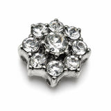 2 Hole Slider Beads (Qty 13) Floral Flower Silver for Crafting, Beading Jewelry Making into Necklaces, Bracelets Earrings Rhinestone 889-N4