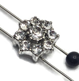 2 Hole Slider Beads (Qty 13) Floral Flower Silver for Crafting, Beading Jewelry Making into Necklaces, Bracelets Earrings Rhinestone 889-N4