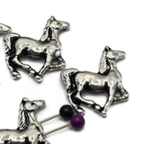 Silver Western Horse Slider Beads: Equestrian Jewelry Making (Qty 11) 165-F13