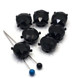 2 Hole Slider Beads (Qty 7) Jet Gun Metal Rhinestone Round Silver Metal Spacer Jewelry Making Beading Bracelets Necklaces Crafting 899 H8