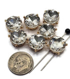 2 Hole Slider Beads (Qty 7) Clear Glass Rhinestone Gold Metal SpacerJewelry Making Bridal Beading Bracelets Necklaces Crafting 895 H8