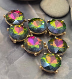 2 Hole Slider Beads (Qty 7) Vitrail Medium Rhinestone Round Silver Metal Spacer Jewelry Making Beading Bracelets Necklaces Crafting 896 H8