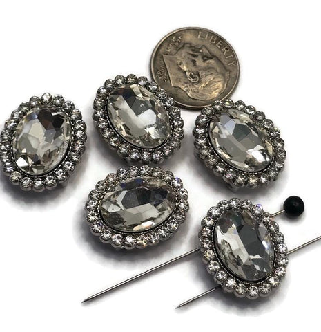 2 Hole Slider Beads (Qty 5) Clear Rhinestone Bridal Metal Spacer Jewelry Making Beading Bracelets Necklaces Crafting 901 N5