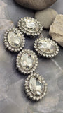 2 Hole Slider Beads (Qty 5) Clear Rhinestone Bridal Metal Spacer Jewelry Making Beading Bracelets Necklaces Crafting 901 N5