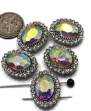 2 Hole Slider Beads (Qty 5) Clear AB Rhinestone Bridal Metal Spacer Jewelry Making Beading Bracelets Necklaces Crafting 902 N5