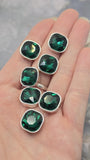2 Hole Slider Beads Qty 7 Clear AB Rhinestone Square Gold Bezel Faceted Spacer Jewelry Making Beading Bracelets Necklaces Crafting 909-N5
