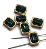 2 Hole Slider Beads Qty 6 Emerald Gold Bezel Faceted Spacer Jewelry Making Beading Bracelets Necklaces Crafting 900-N5