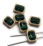 2 Hole Slider Beads Qty 6 Emerald Gold Bezel Faceted Spacer Jewelry Making Beading Bracelets Necklaces Crafting 900-N5