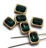 2 Hole Slider Beads Qty 6 Emerald Gold Bezel Faceted Spacer Jewelry Making Beading Bracelets Necklaces Crafting 900-N5