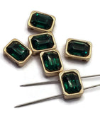 2 Hole Slider Beads Qty 6 Emerald Gold Bezel Faceted Spacer Jewelry Making Beading Bracelets Necklaces Crafting 900-N5