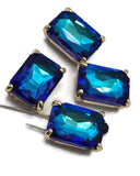 2 Hole Slider Beads Qty 4 Blue Rhinestone Square Gold Bezel Faceted Spacer Jewelry Making Beading Bracelets Necklaces Crafting 903-F13