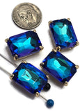 2 Hole Slider Beads Qty 4 Blue Rhinestone Square Gold Bezel Faceted Spacer Jewelry Making Beading Bracelets Necklaces Crafting 903-F13