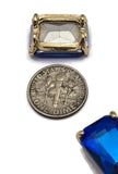 2 Hole Slider Beads Qty 4 Blue Rhinestone Square Gold Bezel Faceted Spacer Jewelry Making Beading Bracelets Necklaces Crafting 905-F13