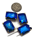 2 Hole Slider Beads Qty 4 Blue Rhinestone Square Gold Bezel Faceted Spacer Jewelry Making Beading Bracelets Necklaces Crafting 905-F13