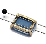 2 Hole Slider Beads Qty 4 Blue Rhinestone Rectangle Gold Bezel Spacer Jewelry Making Beading Bracelets Necklaces Crafting 907-F13