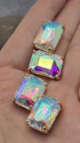 2 Hole Slider Beads Qty 4 Blue Rhinestone Rectangle Gold Bezel Spacer Jewelry Making Beading Bracelets Necklaces Crafting 906-F13
