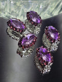 2 Hole Slider Beads Qty 5 Purple Rhinestone Pave Silver Focal Spacer Jewelry Making Beading Bracelets Necklaces Crafting 913-M15
