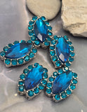 2 Hole Slider Beads Qty 5 Blue Rhinestone Pave Silver Focal Spacer Jewelry Making Beading Bracelets Necklaces Crafting 914-M15