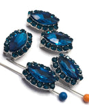 2 Hole Slider Beads Qty 5 Blue Rhinestone Pave Silver Focal Spacer Jewelry Making Beading Bracelets Necklaces Crafting 914-M15