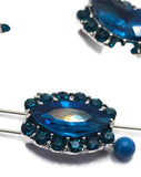 2 Hole Slider Beads Qty 5 Blue Rhinestone Pave Silver Focal Spacer Jewelry Making Beading Bracelets Necklaces Crafting 914-M15