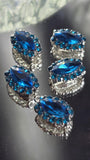 2 Hole Slider Beads Qty 5 Blue Rhinestone Pave Silver Focal Spacer Jewelry Making Beading Bracelets Necklaces Crafting 914-M15