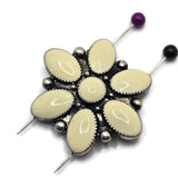 Large floral focal beads with cream enamel petals arranged around a matching center accent. The antique silver finish highlights the flower shape and provides beautiful contrast against the soft enamel coloring. These dual-hole slider beads are excellent for bracelet making, layered necklaces, bead weaving projects, custom jewelry, and elegant handcrafted accessories.