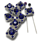 1. Add bold color and sparkle to your jewelry designs with these Sapphire Blue Rhinestone 2 Hole Slider Beads. Featuring a large faceted center rhinestone surrounded by coordinating blue accents in an antique silver finish, these focal beads are perfect for bracelet making, necklace designs, earrings, pendants, and bead weaving projects. Their dual-hole construction makes them ideal for multi-strand jewelry, Peyote Stitch designs, and other handmade jewelry creations.