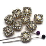 These beautiful Clear Slider Beads feature sparkling faceted rhinestones surrounded by coordinating accent stones in a bright gold setting. Their elegant square design makes them ideal focal beads for bracelets, necklaces, earrings, pendants, and custom jewelry projects. The dual-hole construction provides stability and versatility for multi-strand jewelry, bead weaving, and handmade jewelry creations
