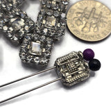 Create elegant handmade jewelry with these Clear Rhinestone Slider Beads. The platinum silver finish enhances the brilliance of the faceted center stone and surrounding accent rhinestones, making them ideal focal beads for bracelet making, necklace designs, and custom jewelry projects. Their dual-hole construction allows easy incorporation into bead weaving, loom work, Peyote Stitch, and multi-strand jewelry designs requiring decorative jewelry components.