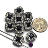 Featuring brilliant Clear CZ rhinestones surrounding a dramatic Jet center stone, these Slider Beads bring sophistication and sparkle to handmade jewelry. The platinum silver finish enhances the elegant contrast while the dual-hole construction allows easy incorporation into bracelets, necklaces, pendants, earrings, and multi-strand jewelry. These decorative focal beads are also excellent choices for bead weaving, Peyote Stitch, and loom work projects.