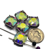 Add dramatic sparkle to your jewelry designs with these Large Clear AB CZ Rhinestone 2 Hole Slider Beads. Featuring oversized faceted rhinestones in a platinum silver setting, these focal beads display flashes of yellow, pink, blue, lavender, and green as they catch the light. Perfect for bracelet making, necklace designs, pendants, earrings, and multi-strand jewelry, they create stunning centerpieces in handmade jewelry and bead weaving projects.