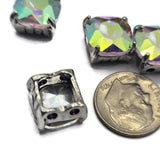 Create eye-catching handmade jewelry with these Large Clear AB Rhinestone Slider Beads. Their oversized faceted center stones reflect brilliant flashes of color while the platinum silver finish adds a clean and elegant appearance. Perfect for bracelet making, necklace designs, custom jewelry, and statement accessories, these focal beads also integrate beautifully into bead weaving, Peyote Stitch, and Loom Work projects.