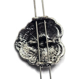Featuring detailed heart centers and decorative scalloped borders, these antique silver Slider Beads make beautiful focal elements in handmade jewelry. Their Western-inspired styling complements rustic color palettes, natural stone beads, leather cord, and artisan jewelry components. The two-hole design provides versatility for bracelets, necklaces, pendants, bead weaving, Peyote Stitch, and custom jewelry projects while adding timeless charm to finished designs.