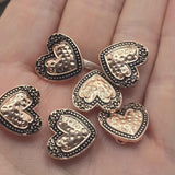 These elegant Heart 2 Hole Slider Beads combine romantic styling with practical design. The bright copper finish with antique detailing enhances the raised heart centerpiece while adding depth and character to every bead. Ideal for bracelet making, necklace designs, earrings, pendants, and multi-strand jewelry, these focal beads also work beautifully in bead weaving, custom jewelry, and meaningful handmade gifts for special occasions.