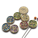 2 hole slider beads (Qty 7) Gold Tree of Life Enamel Focal for Jewelry Making, Crafting or Beading into Necklaces or Bracelets 943-N3