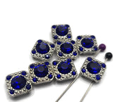 Create stunning handmade jewelry with these Sapphire Blue Rhinestone Slider Beads. The antique silver finish complements the brilliant blue rhinestones, creating a timeless look suitable for bracelet making, necklace designs, earrings, and pendants. Their dual-hole design allows for easy integration into multi-strand jewelry, loom work, and Peyote Stitch projects. These decorative focal beads are a versatile addition to any collection of jewelry findings and jewelry components.