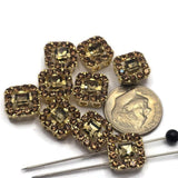 These decorative Rhinestone Slider Beads feature sparkling Light Colorado Topaz stones set within detailed bright gold frames. Their versatile square shape makes them ideal focal beads for bracelet making, necklace designs, earrings, pendants, and matching jewelry sets. The dual-hole design allows them to integrate seamlessly into multi-strand jewelry, loom work, Peyote Stitch, and other bead weaving projects while adding warmth and sophistication.