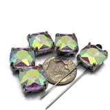 These beautiful Clear AB CZ Slider Beads feature large faceted rhinestones secured in elegant platinum silver prong settings. The Aurora Borealis finish creates shifting colors that bring life and movement to jewelry designs. Ideal for bracelets, necklaces, earrings, pendants, and artisan jewelry, these focal beads offer exceptional brilliance while their dual-hole construction makes them suitable for bead weaving and multi-strand jewelry projects.
