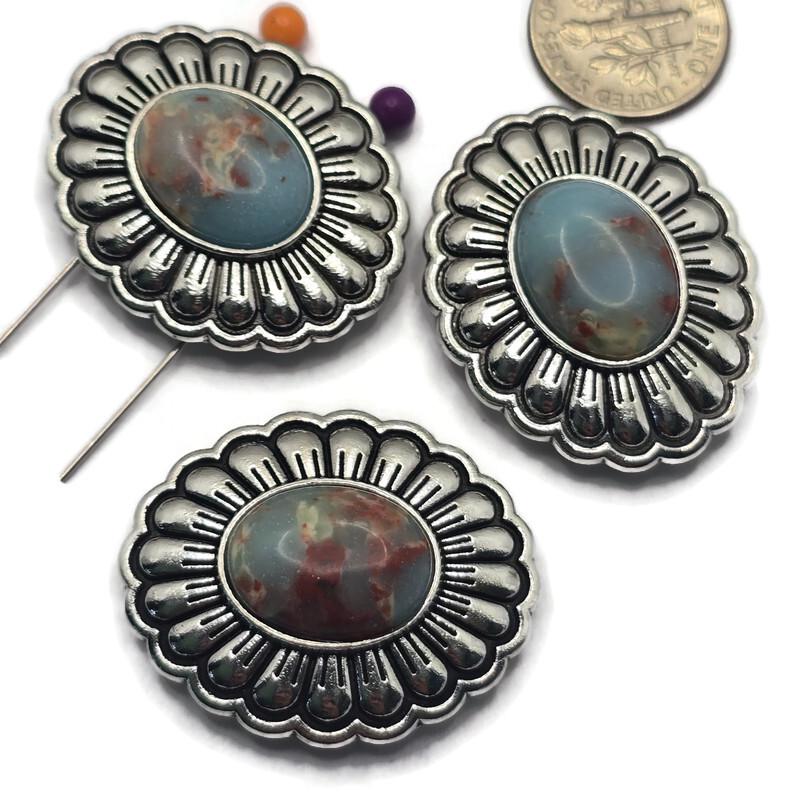 2 Hole Slider Beads (3 pc) Western Faux Stone Focals for Jewelry Making Crafting or Beading into Necklaces Bracelets Earrings 949-N4