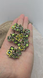 5 Antique Gold Green Flower Floral 2 hole Slider Beads