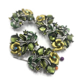 5 Antique Gold Green Flower Floral 2 hole Slider Beads