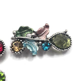 2 Hole Slider Beads (Qty 4) Floral Rhinestone Metal Focal for Beading, Crafting or Jewelry Making into Necklaces or Bracelets 11293-1 M11