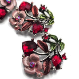 2 Hole Slider Beads -Qty 5 Antique Gold Floral Flower Red Ruby Siam Metal Findings for Jewelry Making Crafting Necklaces or Bracelets 965 n3