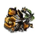 2 Hole Slider Beads -Qty 5 Antique Gold Floral Flower Olivine Green Metal Findings for Jewelry Making Crafting Necklaces Bracelets 968 N1